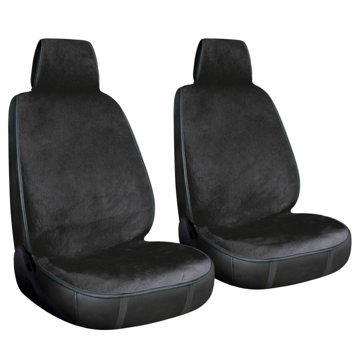 фото Накидка на сиденье автомобиля / чехлы для автомобильных сидений меховые черный (2 шт.) a2dm