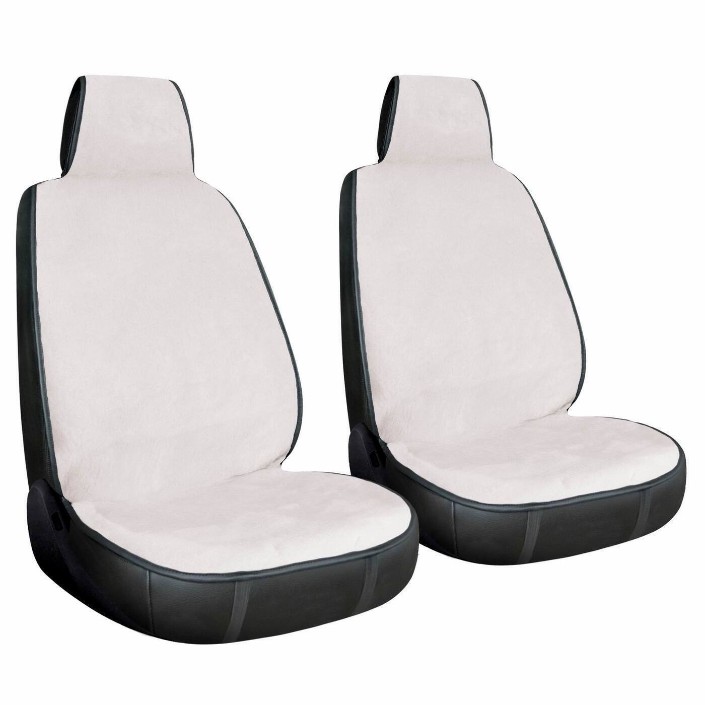 фото Накидка на сиденье автомобиля / чехлы для автомобильных сидений меховые белый (2 шт.) a2dm
