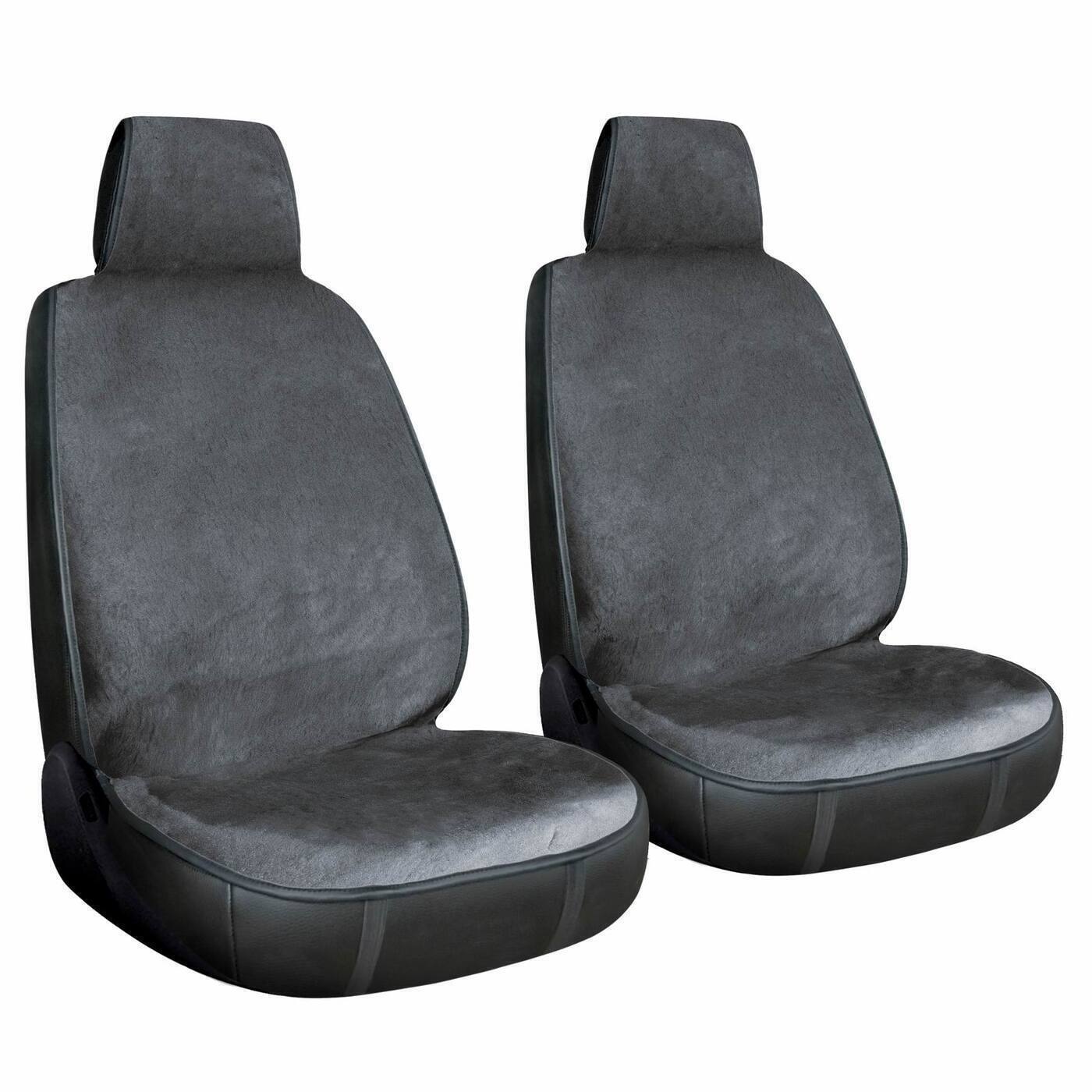 фото Накидка на сиденье автомобиля / чехлы для автомобильных сидений меховые серый (2 шт.) a2dm
