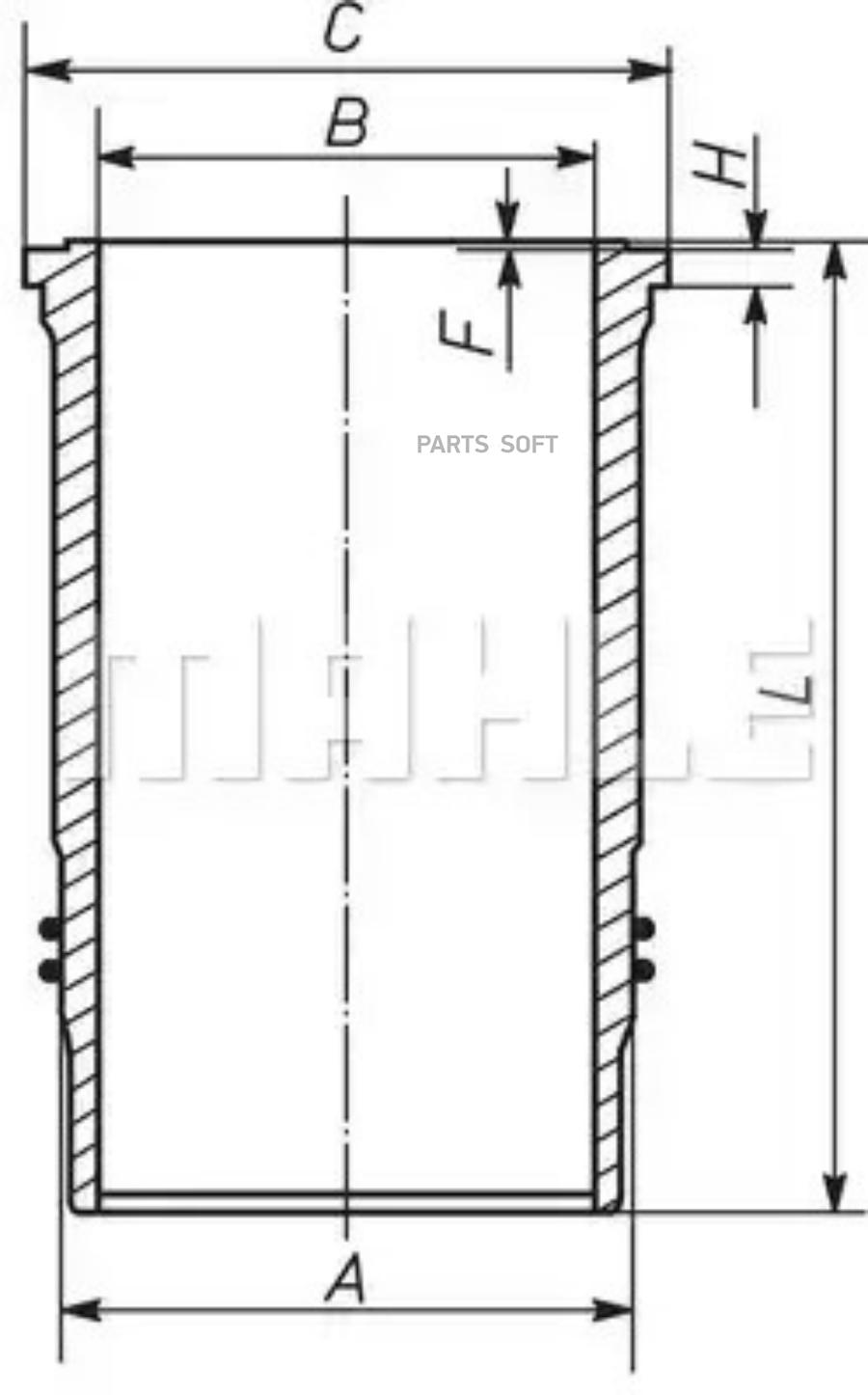 

MAHLE 037WN3501 037 WN 35 01_гильза цилиндра с кольцами R6 d131 VOLVO D12 A 1шт