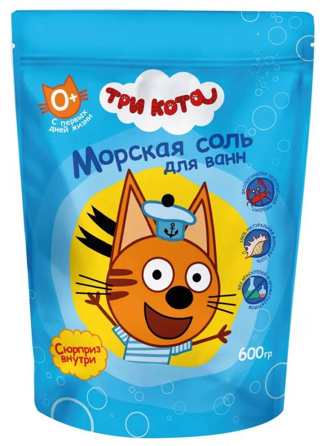фото Соль для ванн три кота крымская соль детская 0+ 600 г