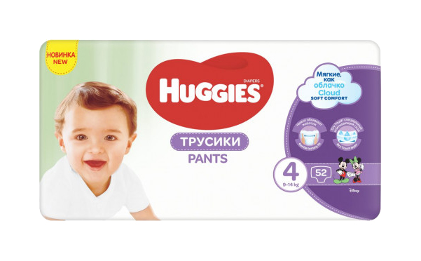 фото Подгузники-трусики huggies 4 (9-14 кг) 52 шт