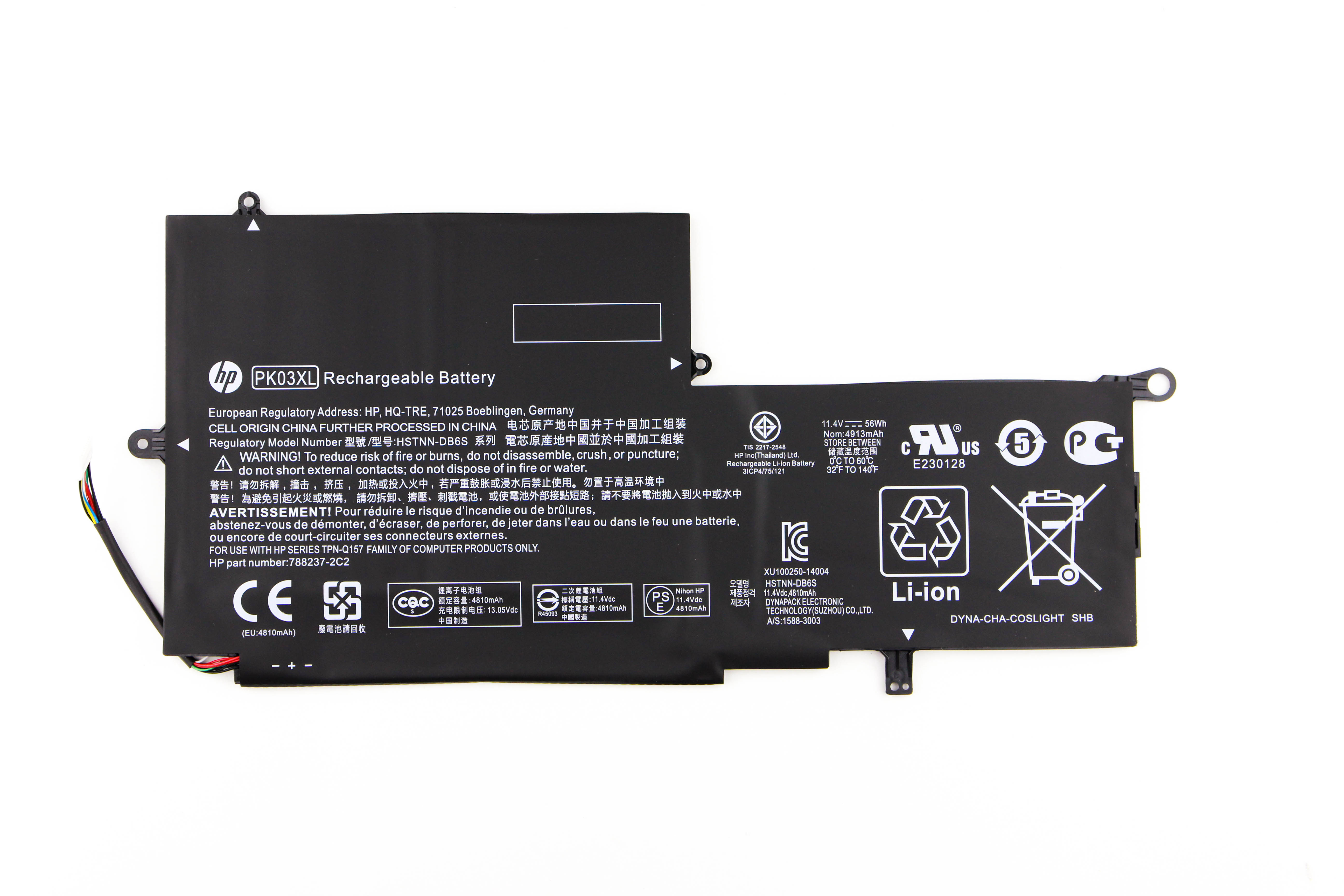 

Аккумулятор для ноутбука HP Spectre Pro x360 G1 G2 (11.4V 3600mAh) ORG PK03XL 788237-2C1