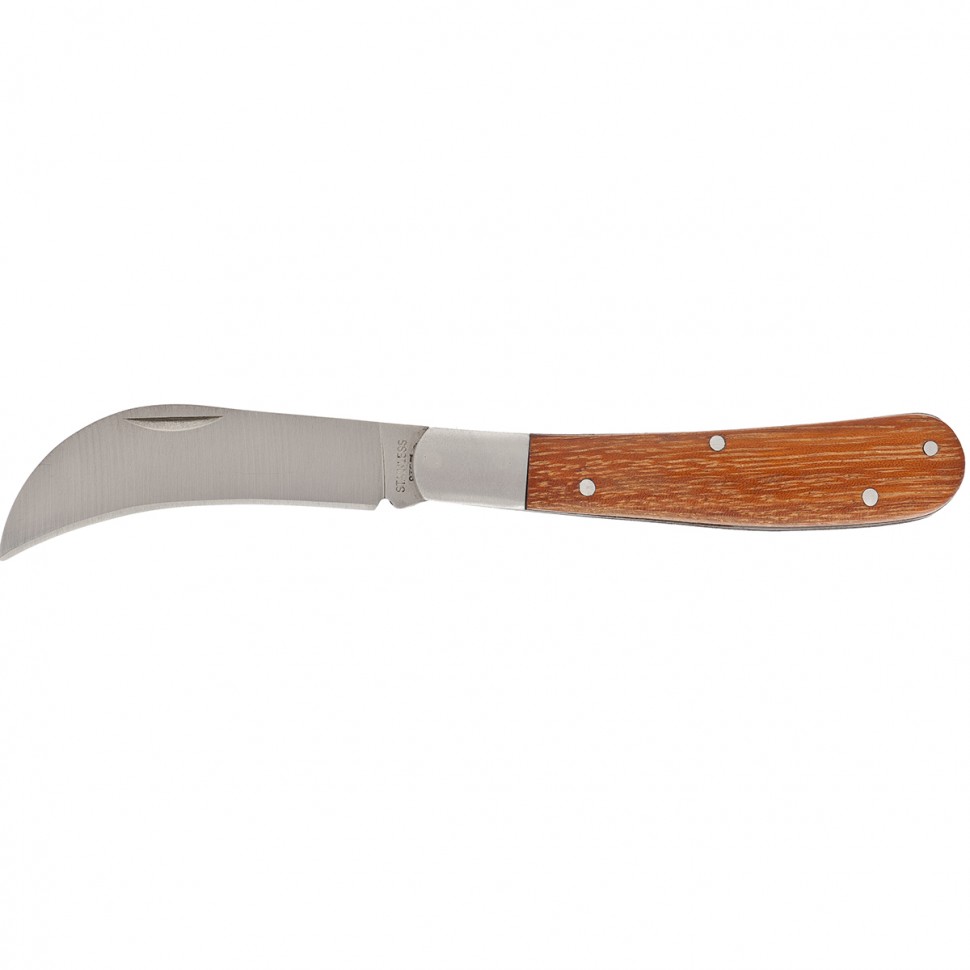 PALISAD Нож садовый складной, изогнутое лезвие, 170 мм, деревянная рукоятка, Palisad