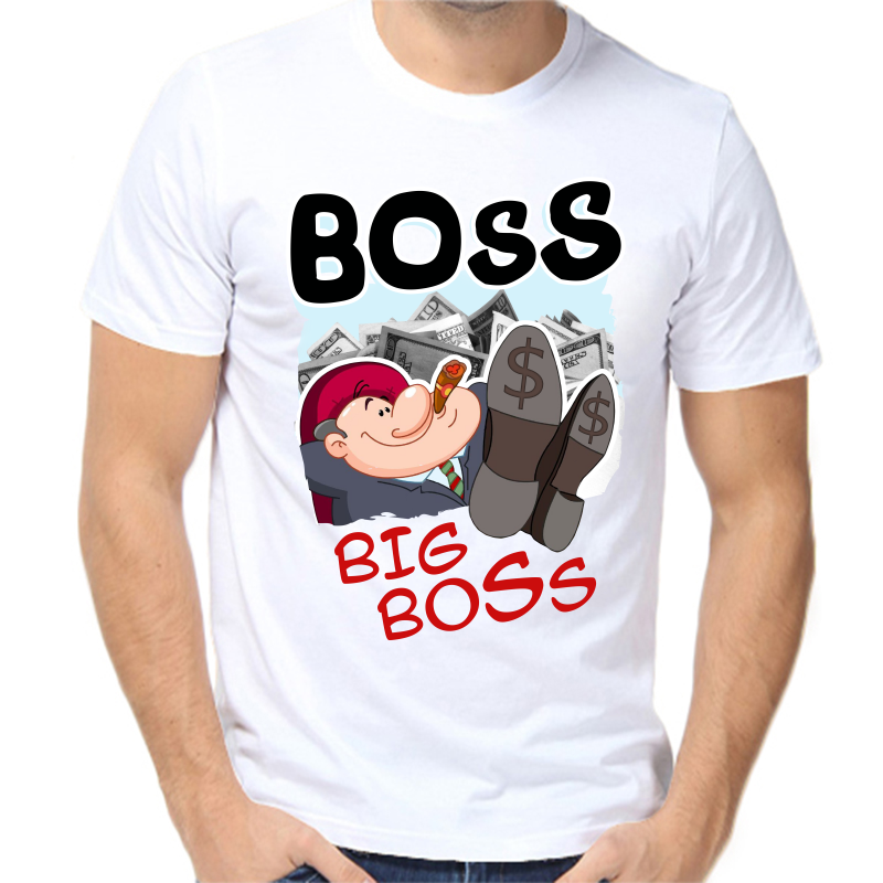 

Футболка мужская белая 42 р-р boss big boss, Белый, fm_boss_big_boss