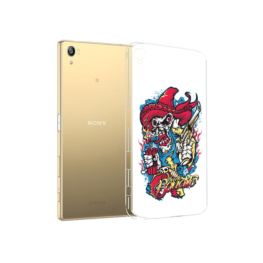 

Чехол MyPads Tocco для Sony Xperia Z5 Premium нарисованный скелет с писталетом, Прозрачный, Tocco