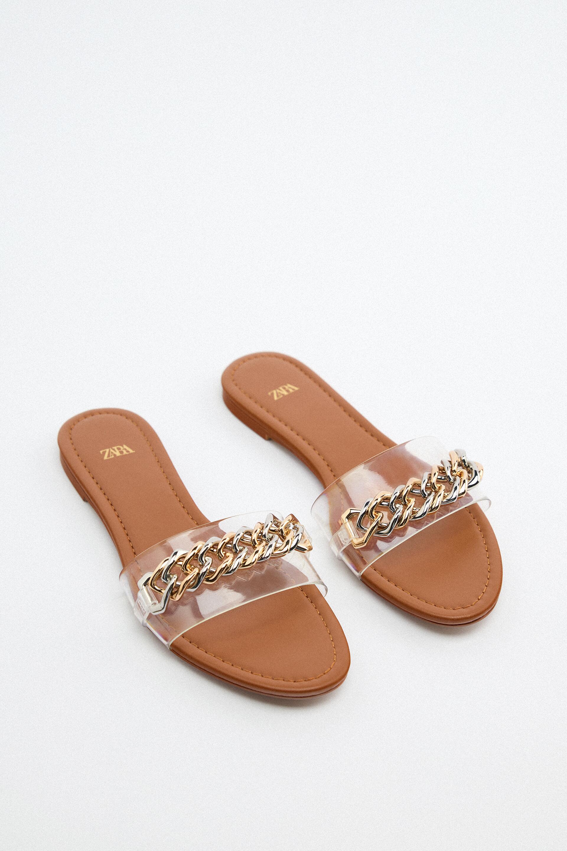 

Шлепанцы женские ZARA 177652 бежевые 35 RU (доставка из-за рубежа), 177652