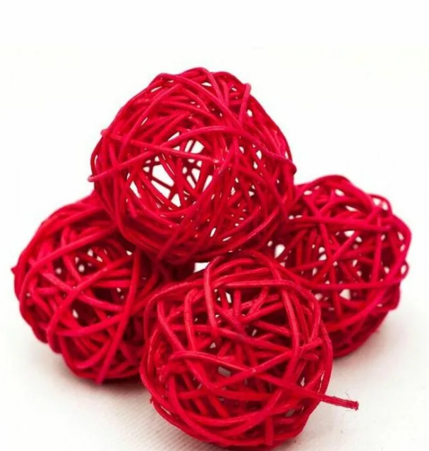 

Шар декоративный из ротанга, 5см красный 8штук TQ-5RD-1