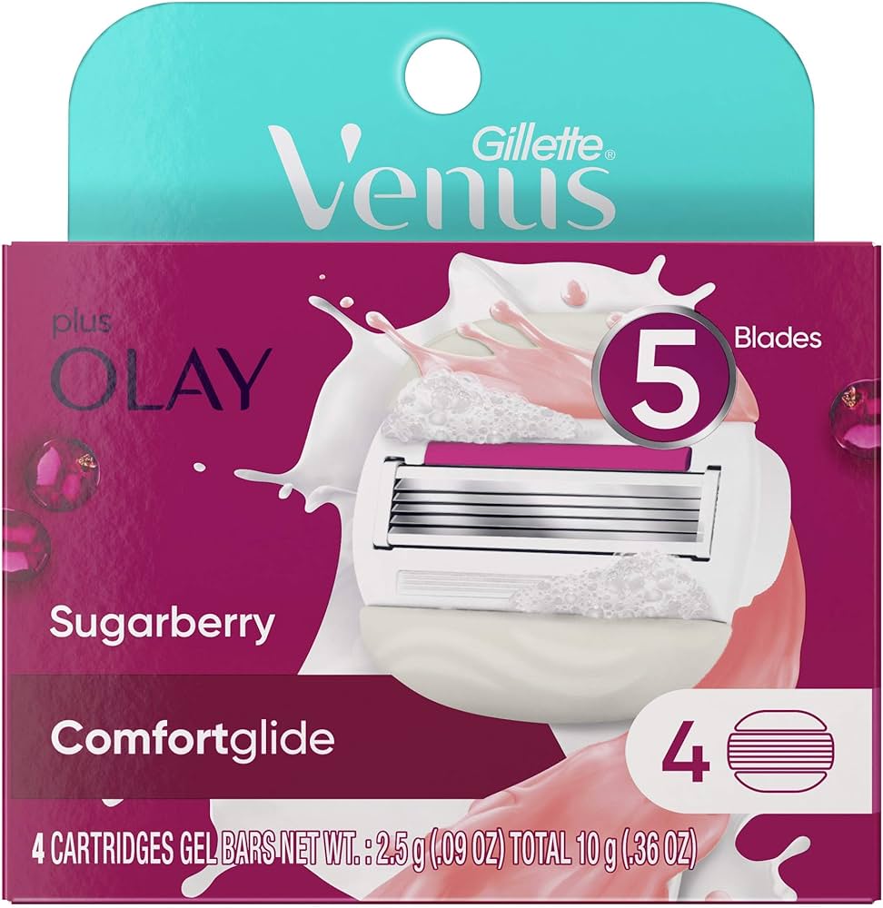 Сменные кассеты Gillette Venus Comfortglide & Olay Sugarberry, 4 шт сменные кассеты для женских бритв gillette venus comfortglide spa breeze 8 кассет