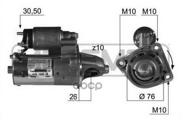 

Стартер Ford: B-Max/C-Max/Fiesta 95-/Focus 98-/Focus C-Max/Fusion 1.25/1.4/1.6, Volvo: C30