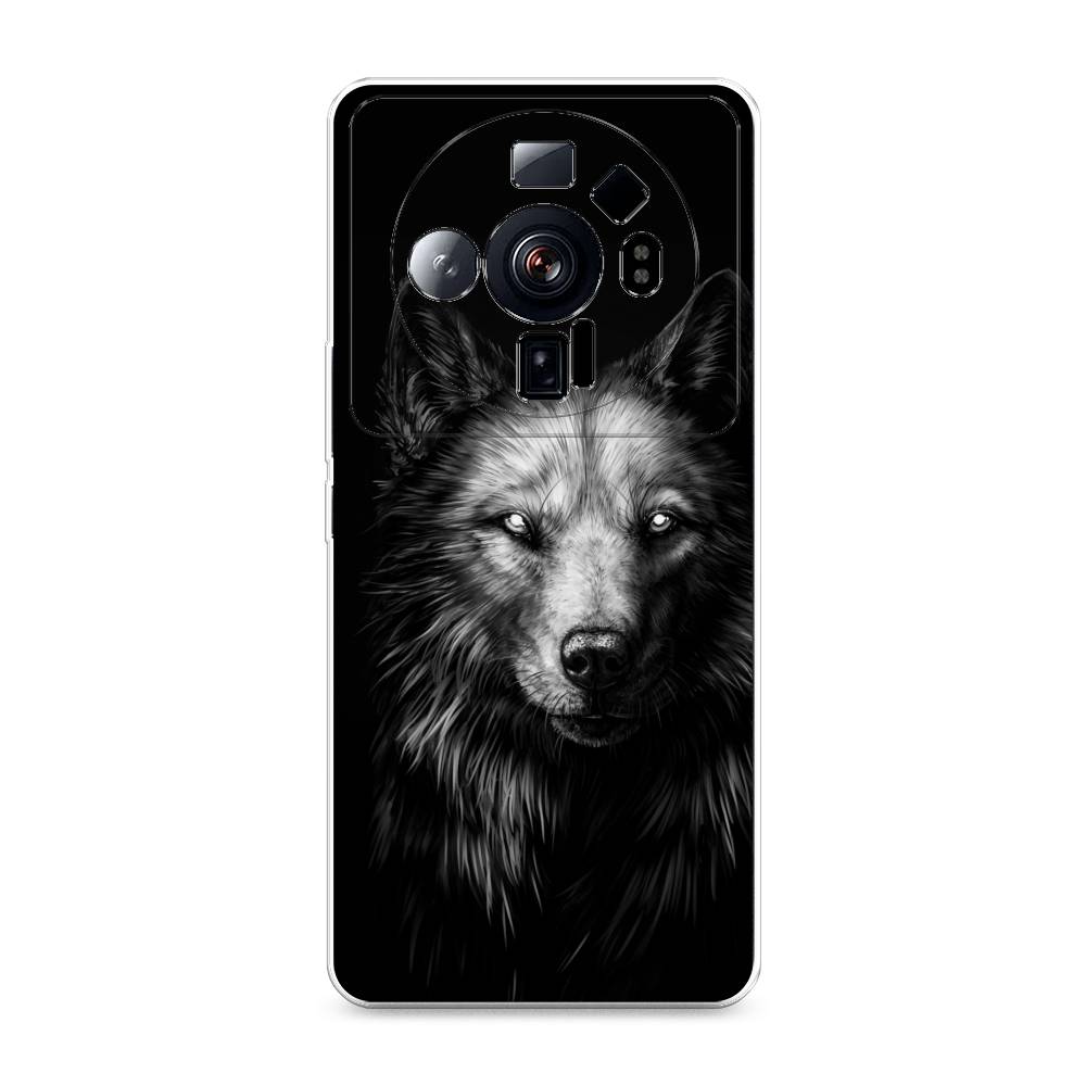 фото Силиконовый чехол "волк черно белый" на xiaomi 12s ultra awog