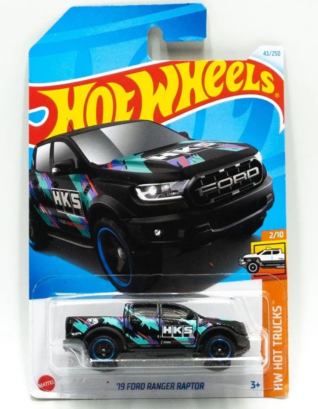 

Машинка базовой коллекции Hot Wheels 19 FORD RANGER RAPTOR синяя C4982 HTD05, Черный, C4982