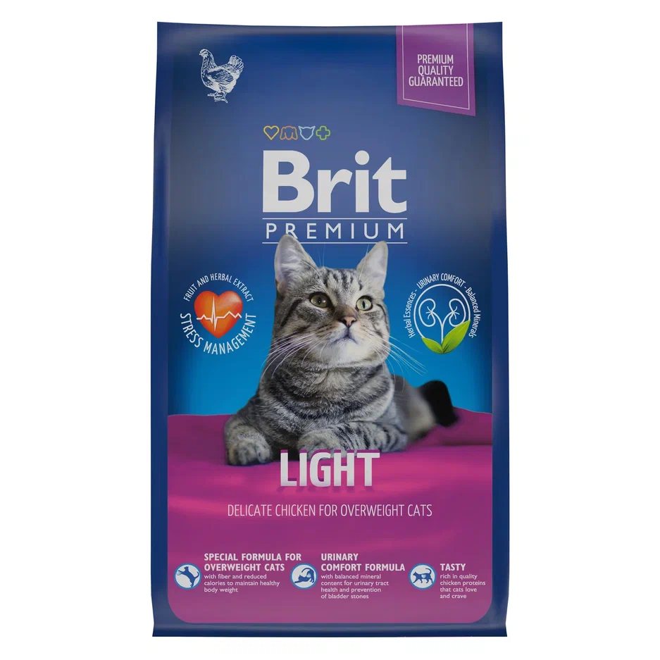 фото Сухой корм brit premium cat light для кошек с избыточным весом, с курицей, 800 г