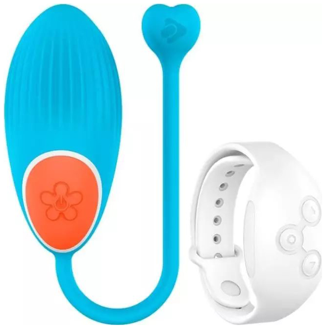 Виброяйцо DreamLove Wearwatch Egg Wireless Watchme голубое + пульт-часы белый