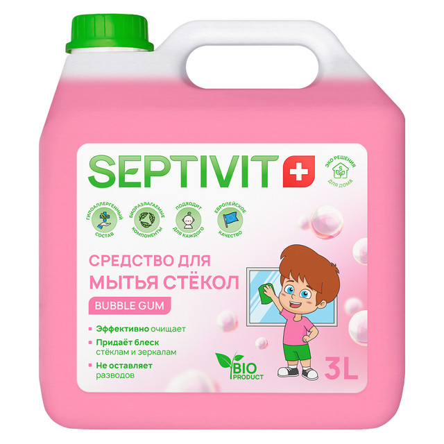 

Средство для мытья стекол Septivit Premium Bubble Gum 3л