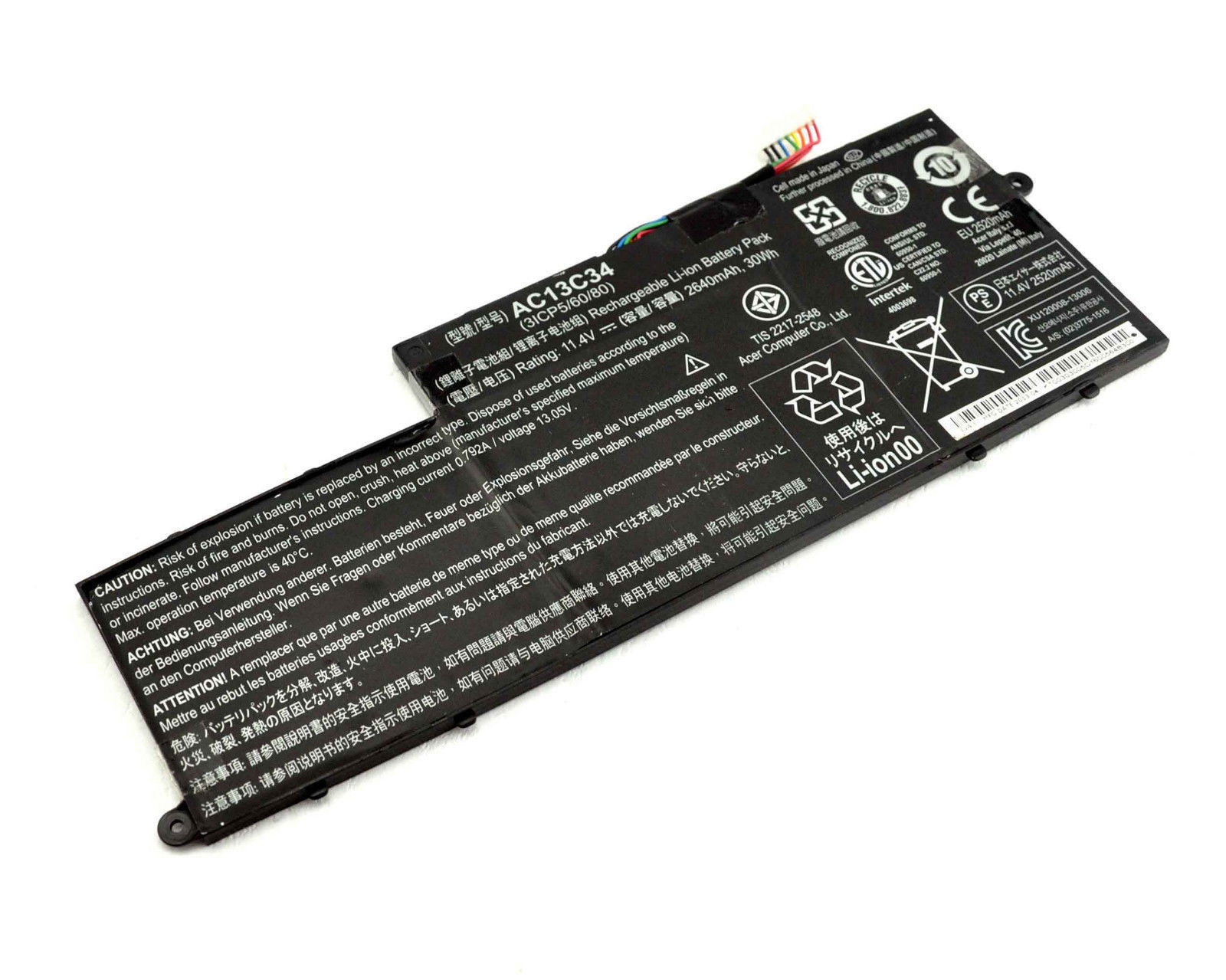 

Аккумулятор для ноутбука Acer V5-122P E3-112 (11.4V 2640mAh) ORG AC13C34 CS-ACV512NB
