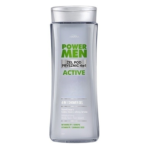 Гель для душа и шампунь JOANNA POWER MEN ACTIVE 4 в 1 c экстрактом конопли 300 мл