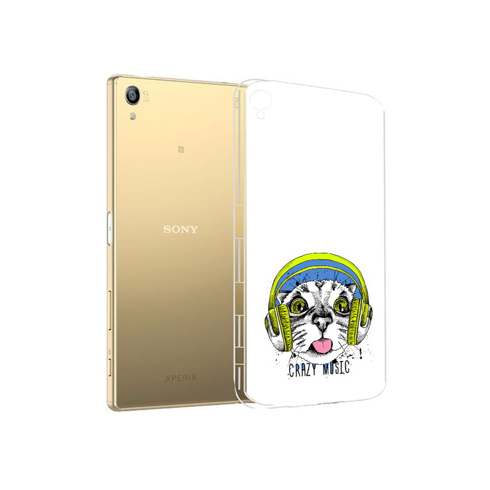 Чехол MyPads Tocco для Sony Xperia Z5 Premium кошка в наушниках рисунок (PT23243.222.403)