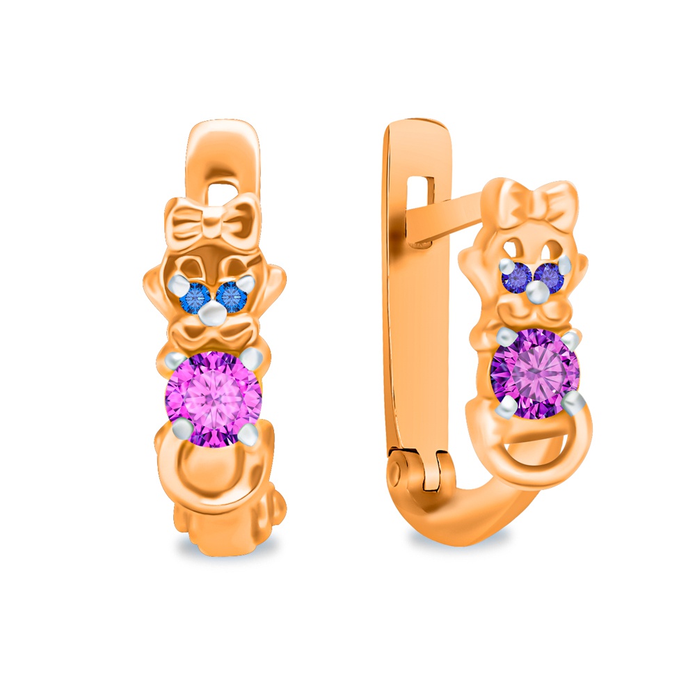 

Серьги из красного золота 585Gold 602001253, фианит, 602001253