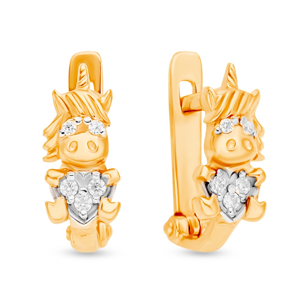 

Серьги из красного золота 585Gold 602001252, фианит, 602001252