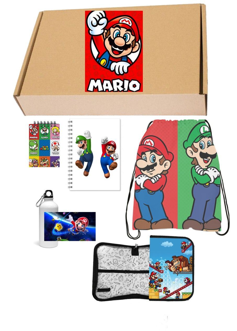 

Бокс с подарком Super Mario, набор школьника № 6, 64-6, 5 предметов, Бежевый, Super Mario, набор школьника № 6