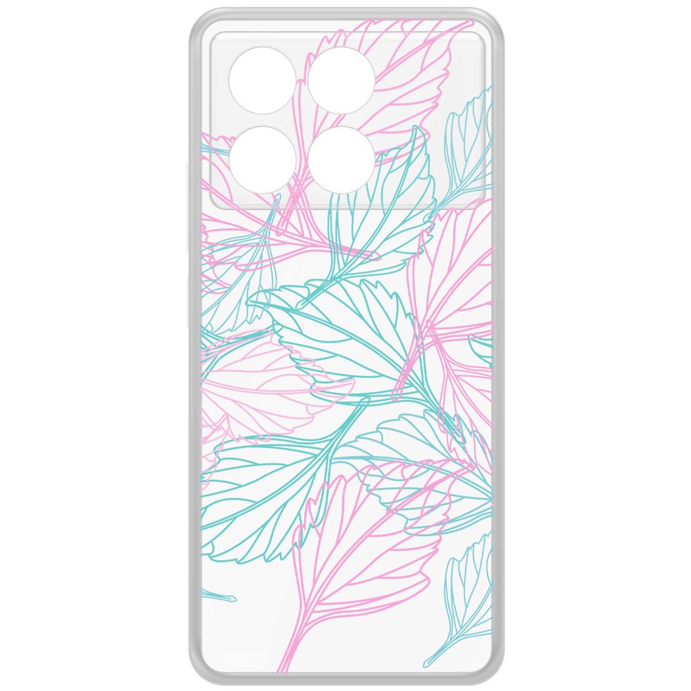 

Чехол-накладка Krutoff Clear Case Листья паттерн для Xiaomi Poco X6 Pro, Прозрачный