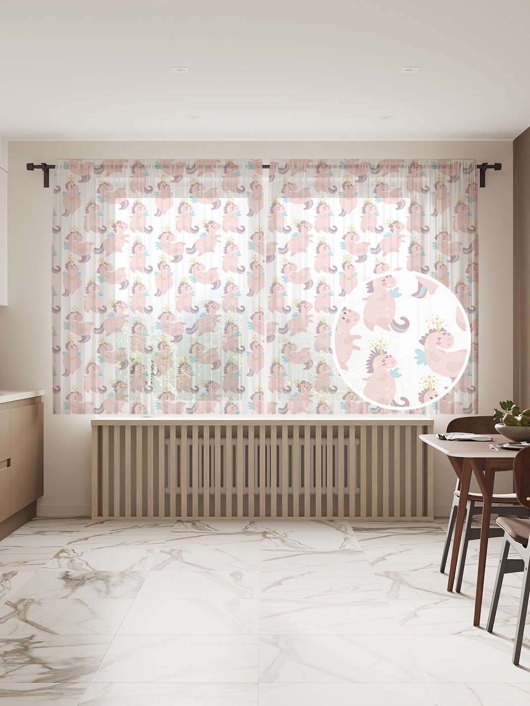 

Фототюль JoyArty "Веселый единорог", 145x180 см (2 полотна со шторной лентой + 50 крючков), Веселый единорог