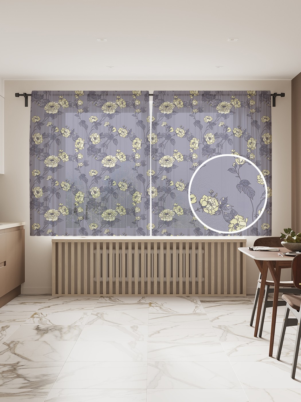 

Фототюль JoyArty "Винтажные лианы роз", 145x180см (2 полотна с лентой + 50 крючков), Винтажные лианы роз