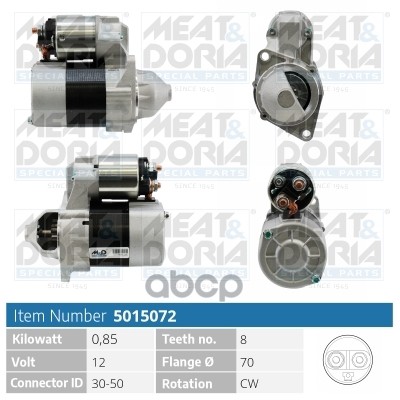 

MEAT DORIA 5015072 Стартер 12V 0,85KW Mercedes A (W168), Renault Twingo I 1.2 1шт