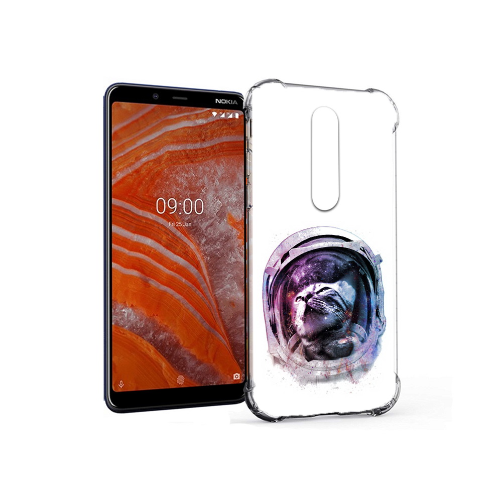 

Чехол MyPads Tocco для Nokia 3.1 Plus кот в шлеме (PT121397.96.396), Прозрачный, Tocco