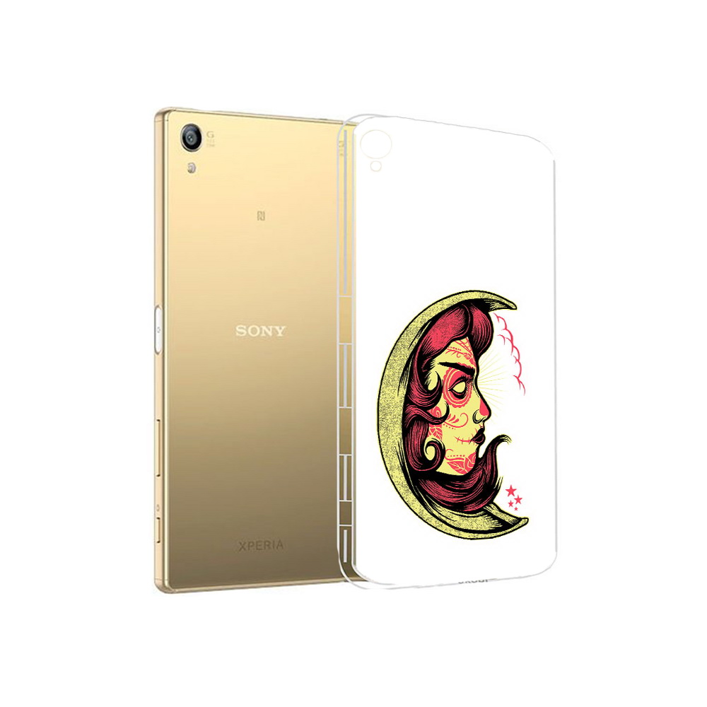 

Чехол MyPads Tocco для Sony Xperia Z5 Premium желтый полумесяц с лицом девушки, Прозрачный, Tocco