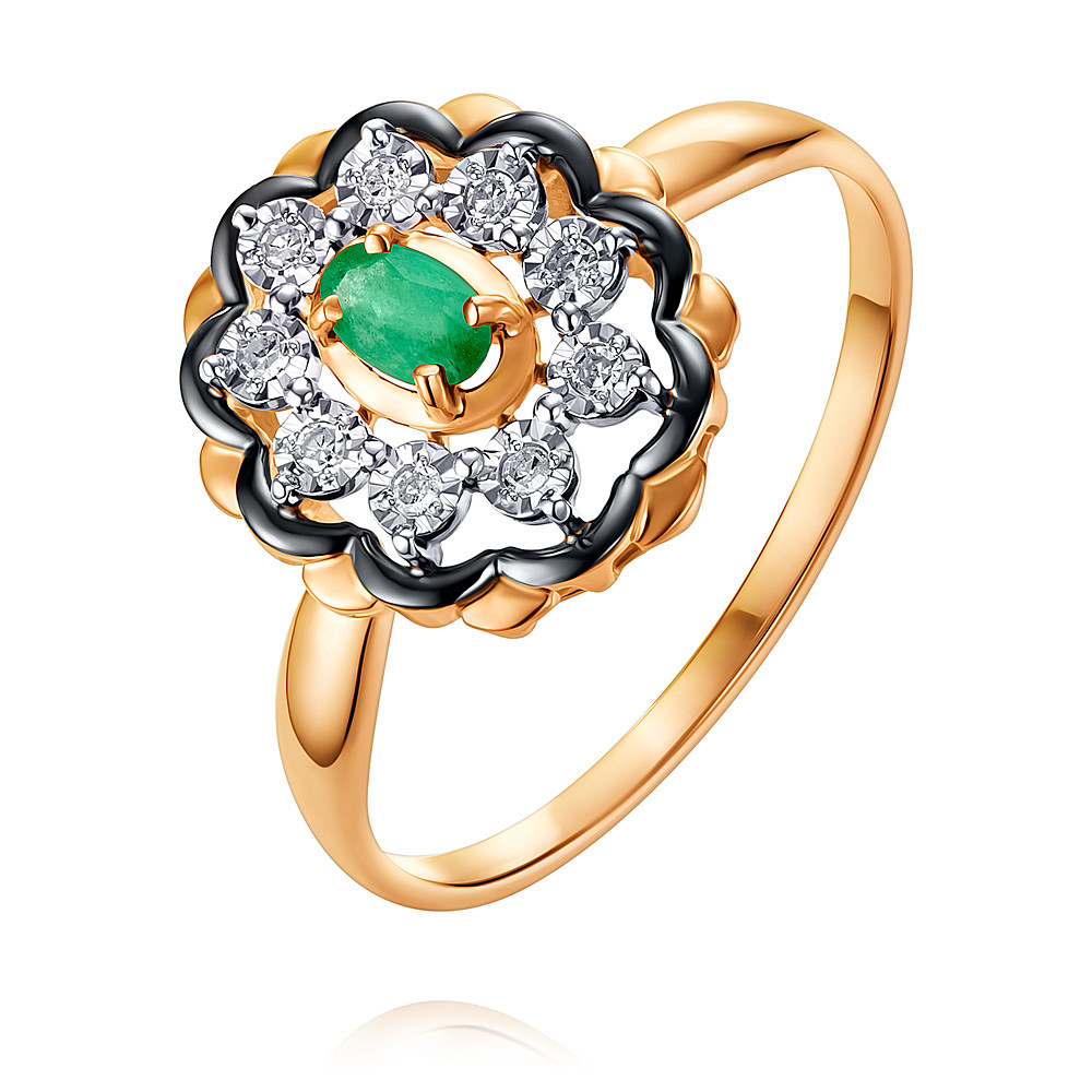 

Кольцо из золота р.  ADAMAS 14036934/01-А50Ч-433, бриллиант\изумруд, 14036934/01-А50Ч-433