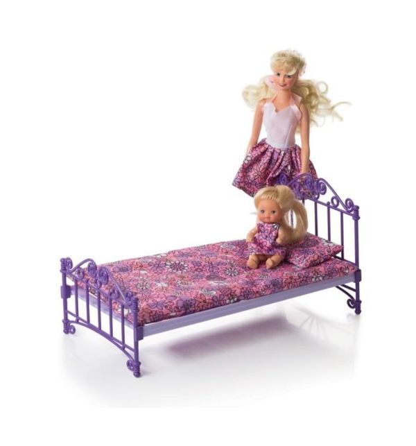 фото Огонек кукольная кроватка с постельным бельем фиолетовая огонек 1425