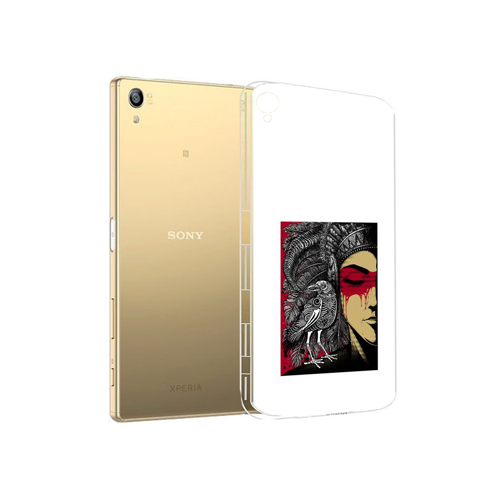 

Чехол MyPads Tocco для Sony Xperia Z5 Premium девушка с вороном в абстракции, Прозрачный, Tocco