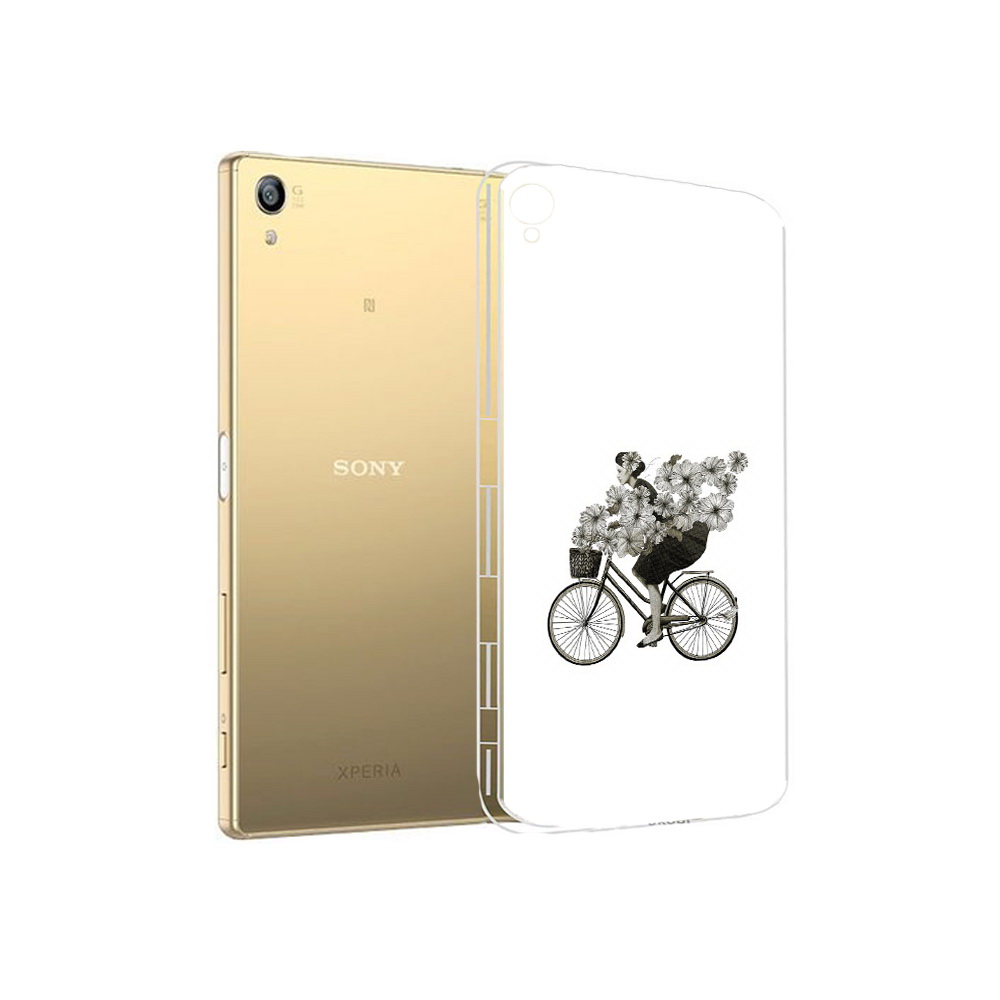 Чехол MyPads Tocco для Sony Xperia Z5 Premium девушка на велосипеде с цветами