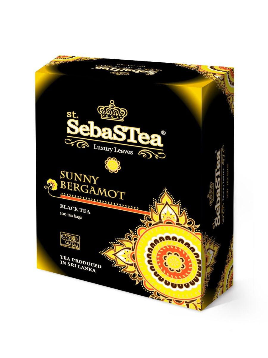 Чай чёрный SebasTea Sunny Bergamot байховый, мелколистовой, с ароматом бергамота, 100 п