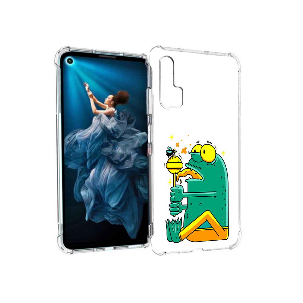 

Чехол MyPads Tocco для Honor 20 Pro Зеленая лягушка с чупа чупсом (PT129185.18.85), Прозрачный, Tocco