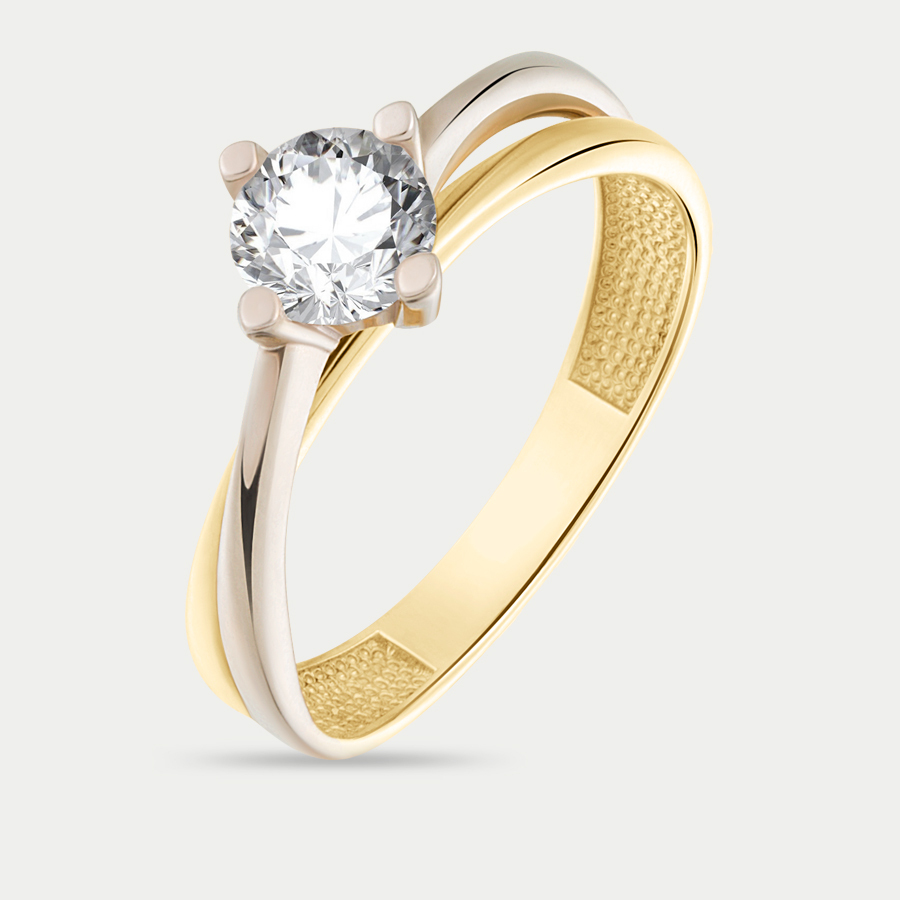 Кольцо из желтого золота р. 16 Atoll л10349, фианит