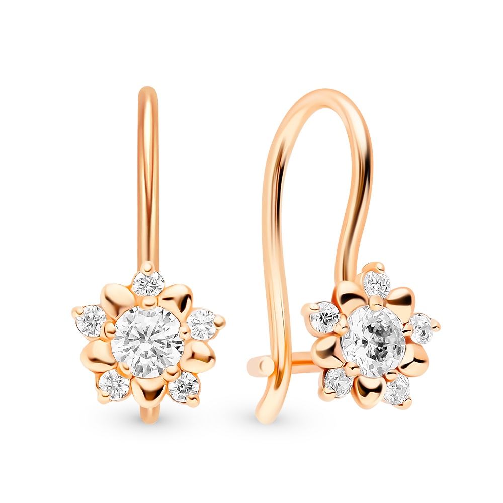 

Серьги из красного золота 585Gold 602001243, фианит, 602001243