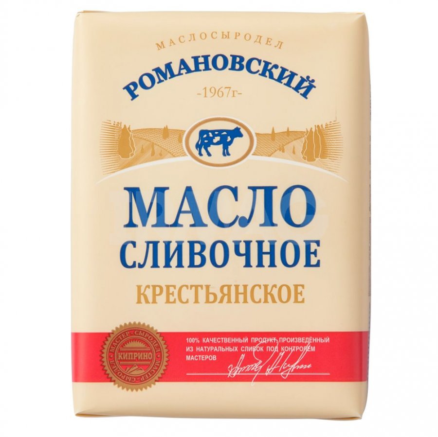 

Масло сливочное Романовский Крестьянское 72.5% 180 г