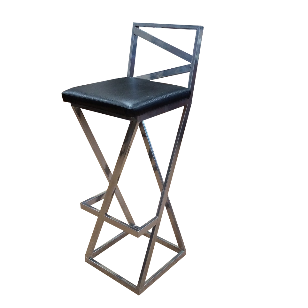 фото Барный стул new victoria лофт с мягким сиденьем хром - черный