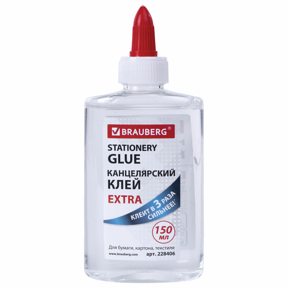 

Клей канцелярский EXTRA BRAUBERG 150 мл с дозатором 12 шт