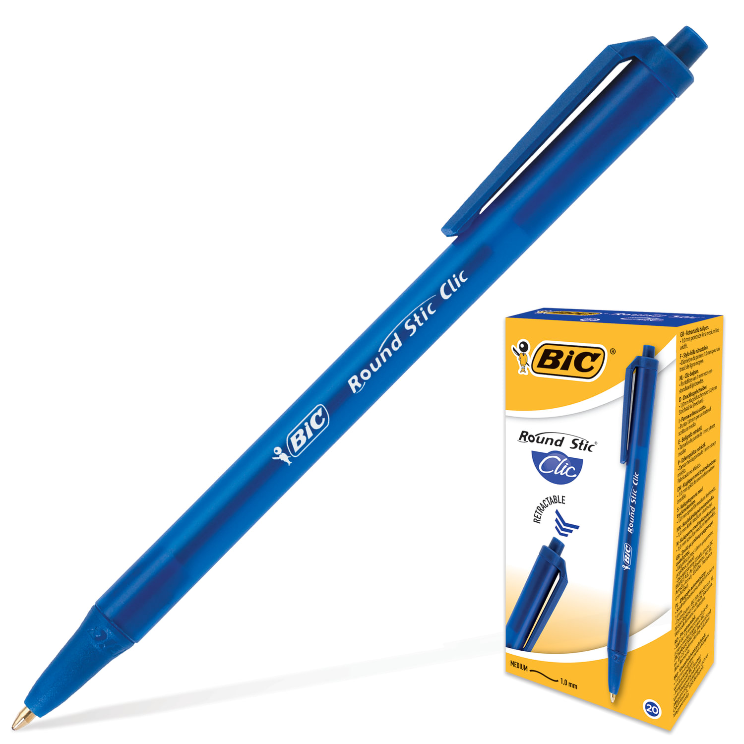 

Ручка шариковая автоматическая BIC Round Stic Clic 20 шт