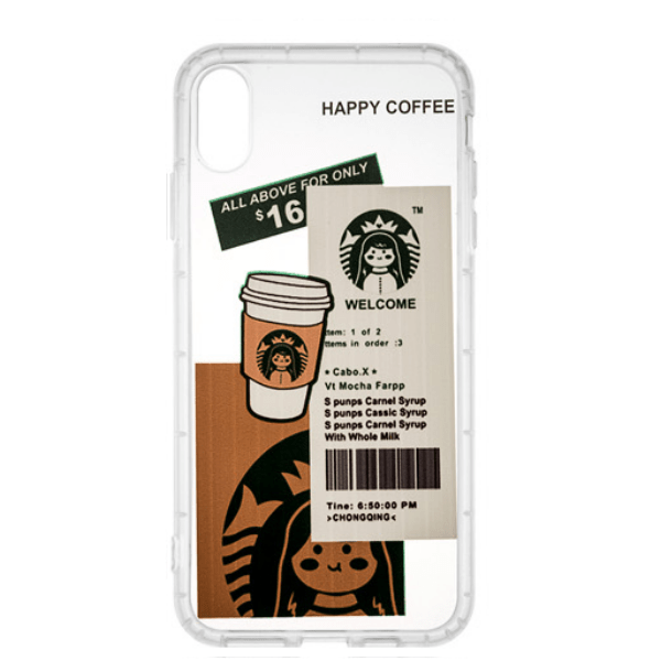 фото Чехол iphone xs max tpu tide case, прозрачный с рисунком coffee nobrand