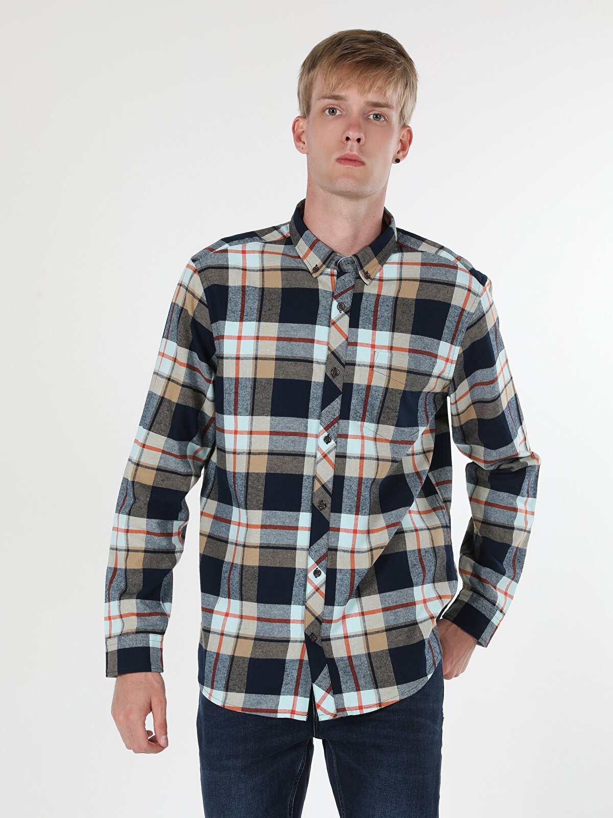 

Рубашка мужская Colin's CL1060907_Q1.V1_NAV синяя 2XL, CL1060907_Q1.V1_NAV