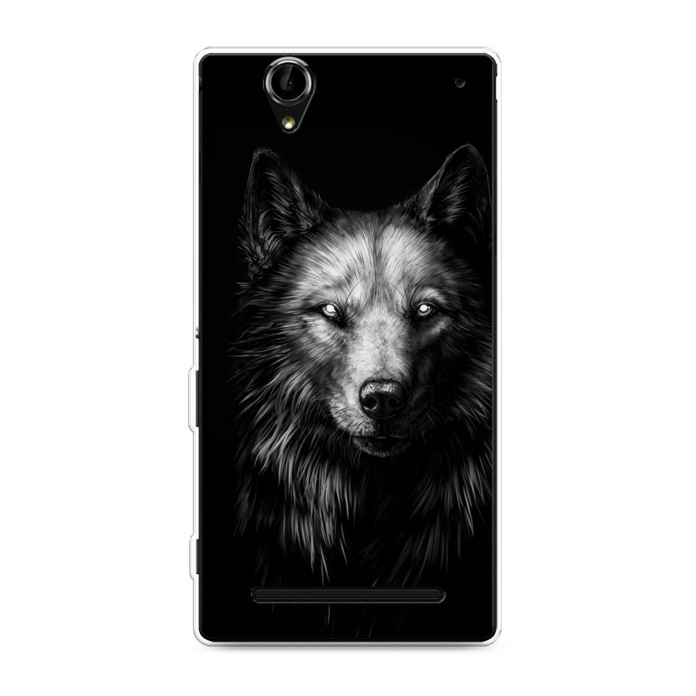 фото Силиконовый чехол "волк черно белый" на sony xperia t2 ultra awog