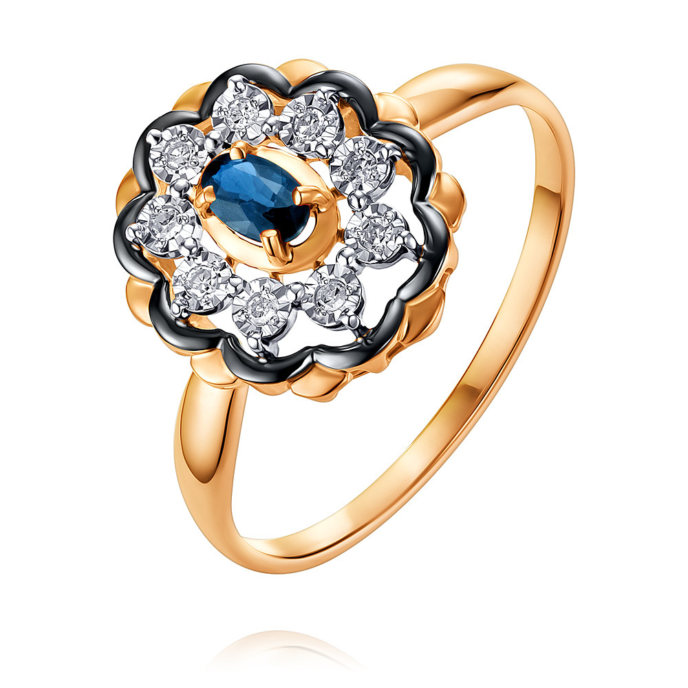 

Кольцо из красного золота с бриллиантом/сапфиром р.  ADAMAS 14036934/01-А50Ч-432, 14036934/01-А50Ч-432