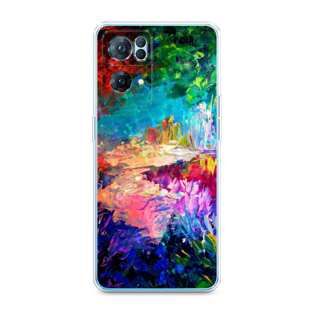 

Чехол на Oppo Reno 7 Pro "Лес-гуашь", Синий;розовый;зеленый, 258250-4
