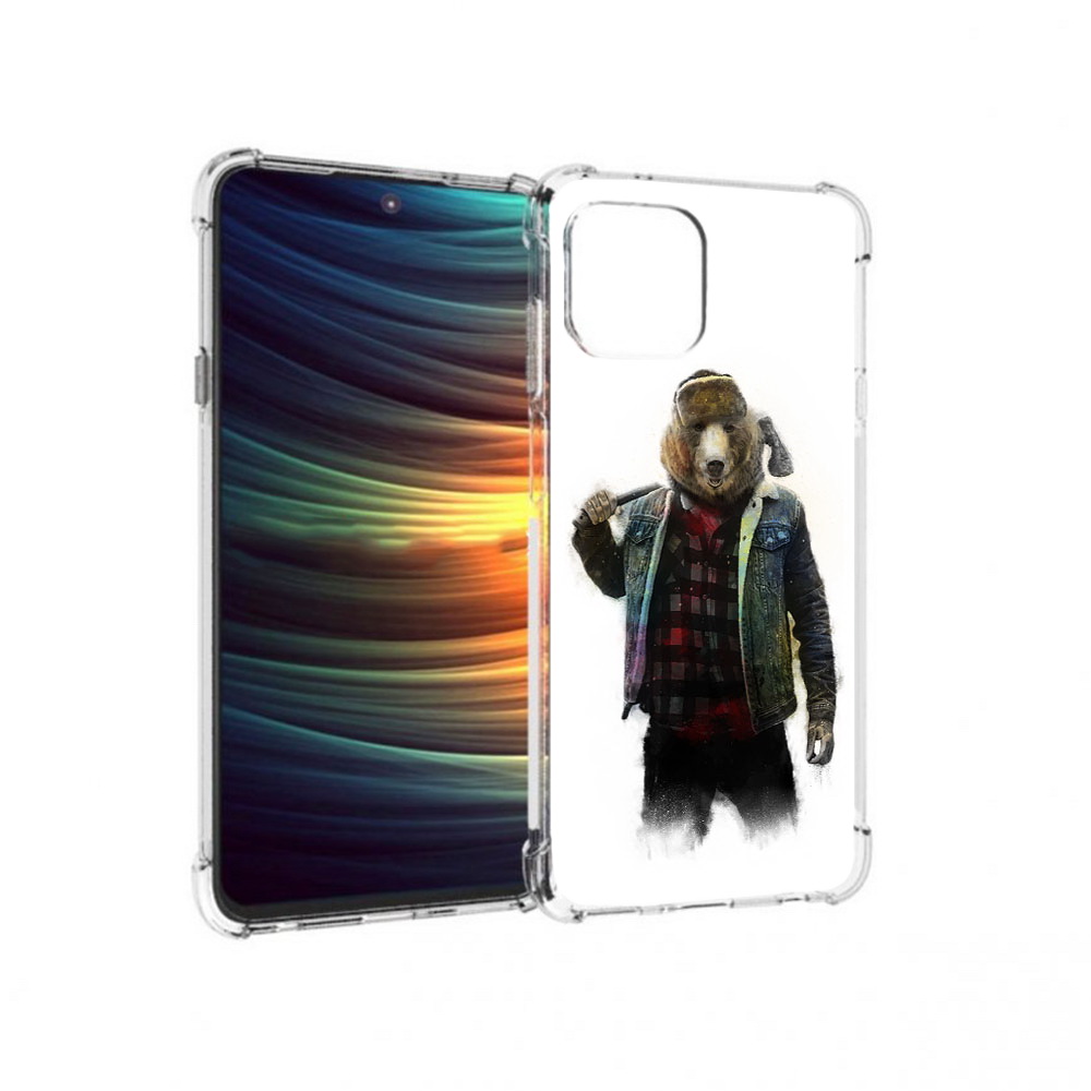 

Чехол MyPads Tocco для Motorola 20 Lite медведь с топором (PT227073.348.469), Прозрачный, Tocco