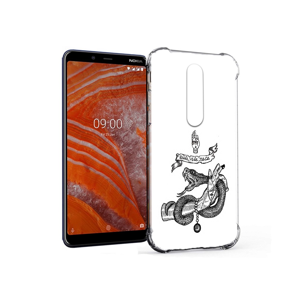 

Чехол MyPads Tocco для Nokia 3.1 Plus змея на руке рисунок (PT121397.96.366), Прозрачный, Tocco